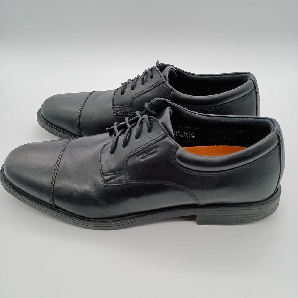 Rockport Black Leather Cap Toe Oxfords Mens Size 11‎ Hydro-Shield Waterproof